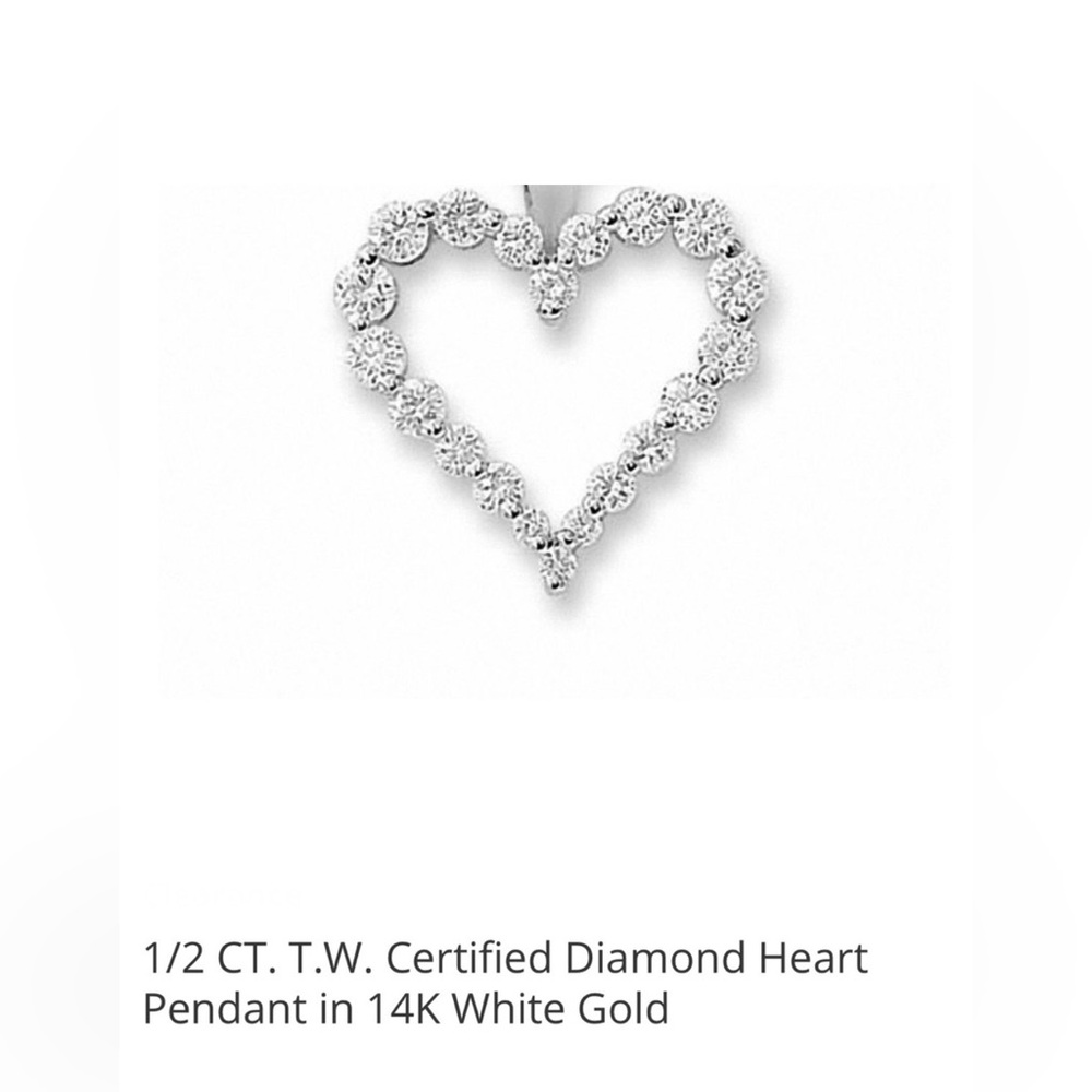 1/2 CT. T.W. Diamond Heart Pendant in 14K White Gold $1300